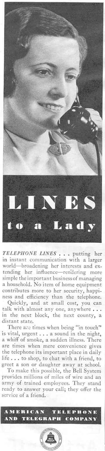 TELEPHONE SERVICE
GOOD HOUSEKEEPING
06/01/1933
p. 112