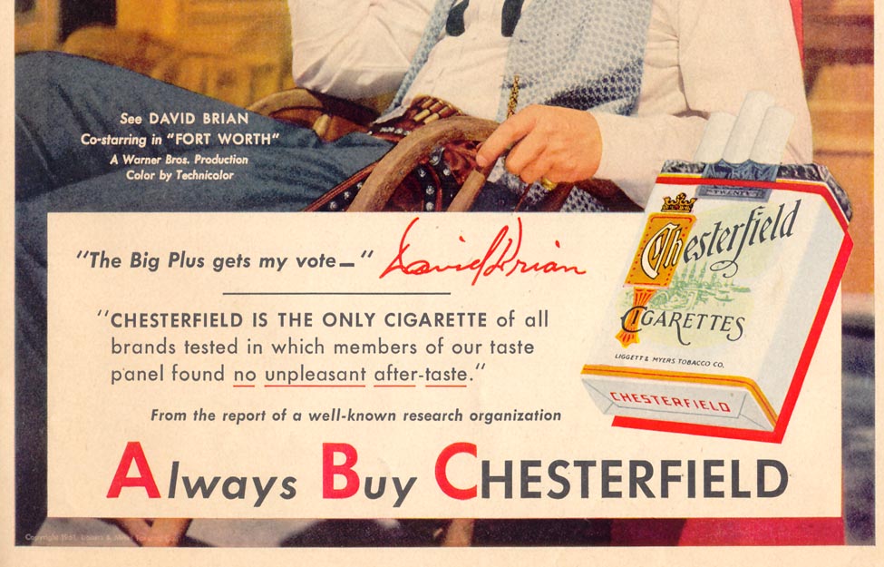 CHESTERFIELD CIGARETTES
LIFE
07/30/1951
p. 27
