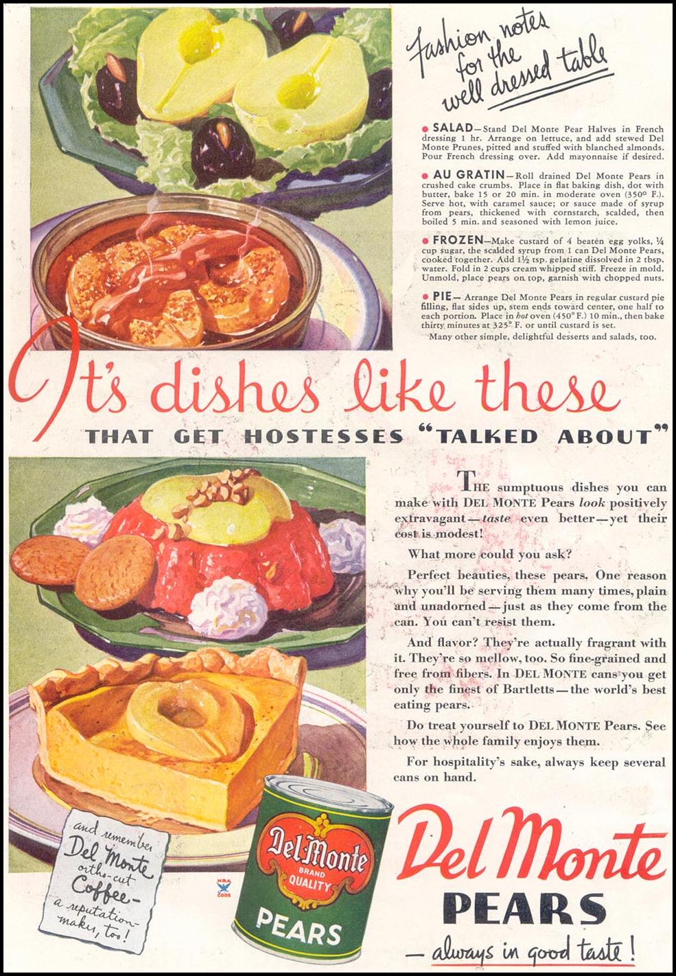 DEL MONTE PEARS
GOOD HOUSEKEEPING
03/01/1935