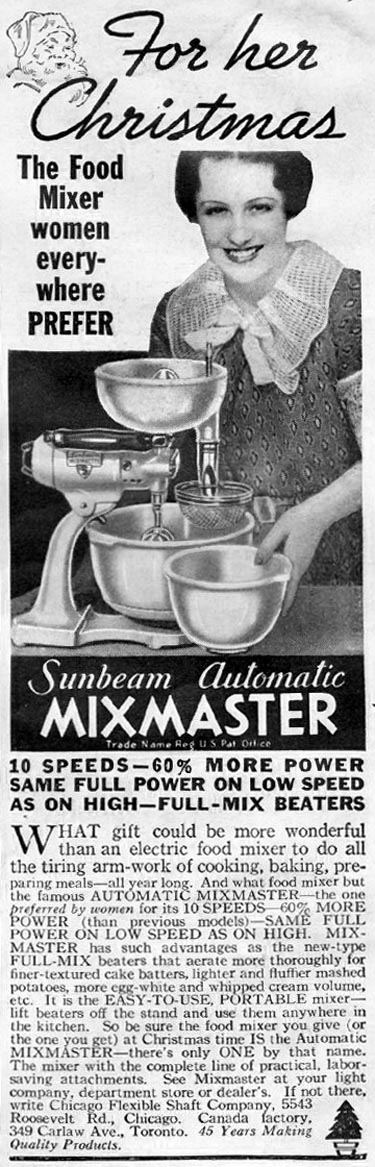 SUNBEAM MIXMASTER AUTOMATIC MIXER
GOOD HOUSEKEEPING
12/01/1935
p. 189