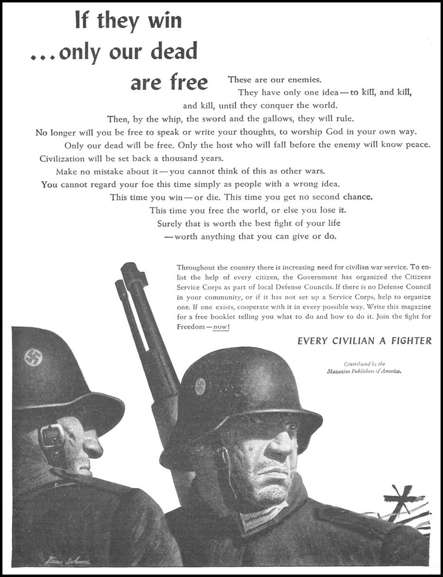 CIVILIAN WAR SERVICE
WOMAN'S DAY
04/01/1943
p. 57