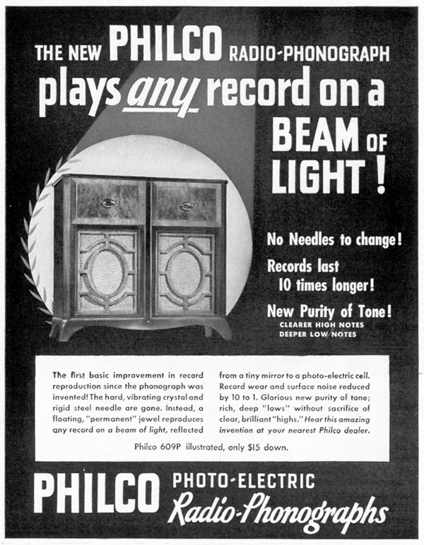 PHILCO PHOTO-ELECTRIC RADIO-PHONOGRAPHS
LIFE
09/16/1940
p. 80